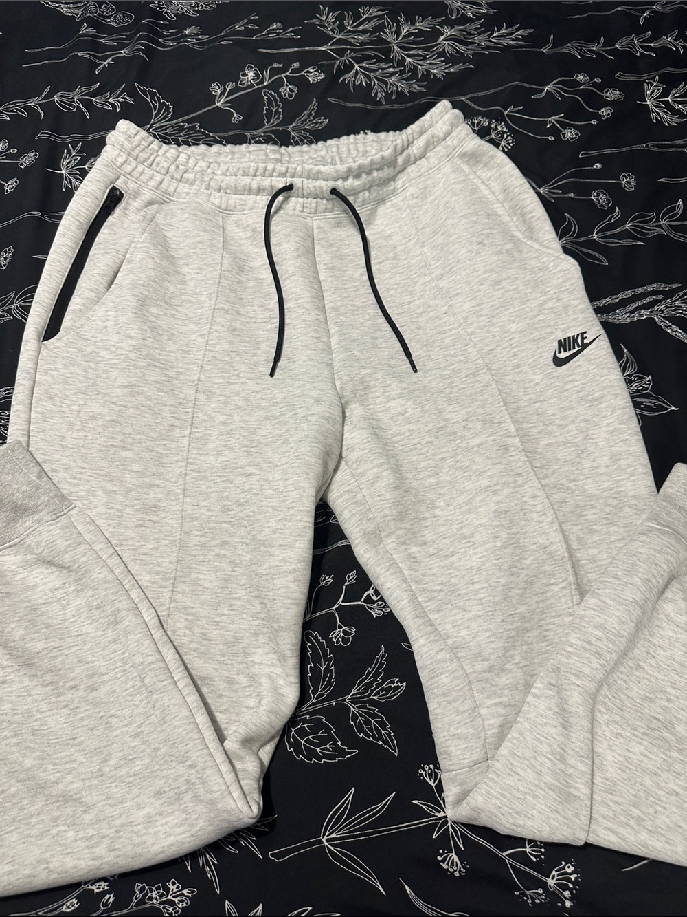 Nike Light Grey womens Fleece Joggers with Black Accents